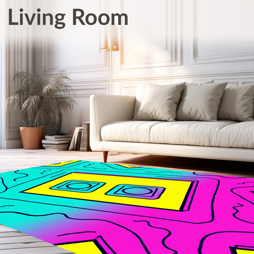 Retro Colorful Cassette Tape Rug