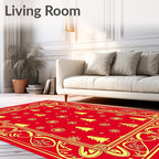 Festive Scarlet Yellow Christmas Trees Rug