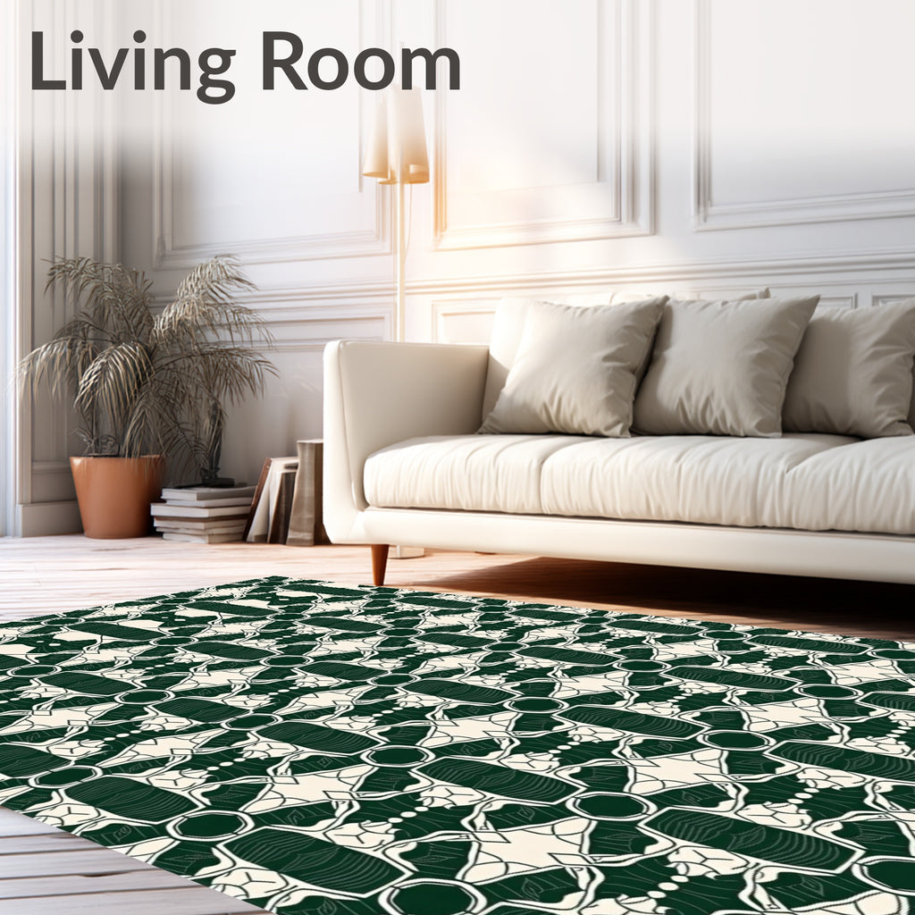 Deep Forest Art Deco Geometric Rug