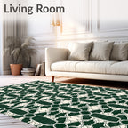 Deep Forest Art Deco Geometric Rug