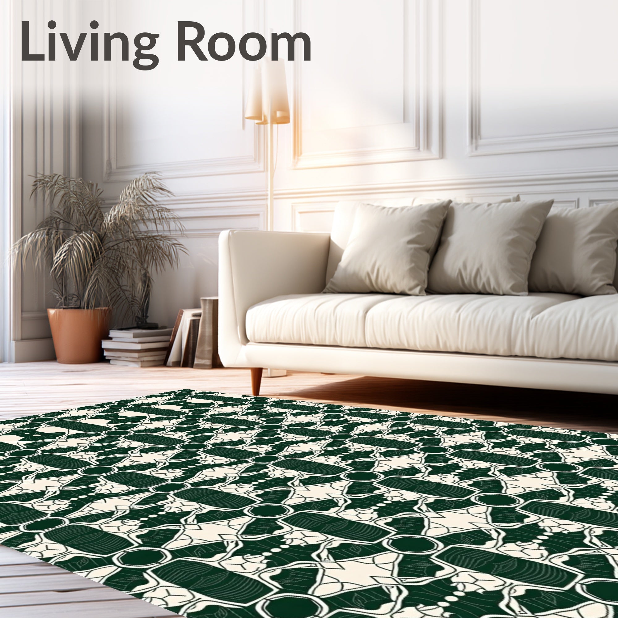 Deep Forest Art Deco Geometric Rug