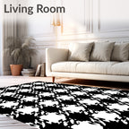 Classic Black White Houndstooth Check Rug