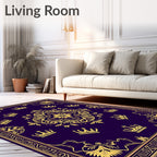 Deep Purple Gold Crown Emblem Rug