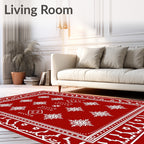 Crimson White Folk Floral Medallion Rug