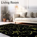 Bold Neon Black Scribble Art Rug