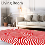Red Swirl Sunburst Rays Rug