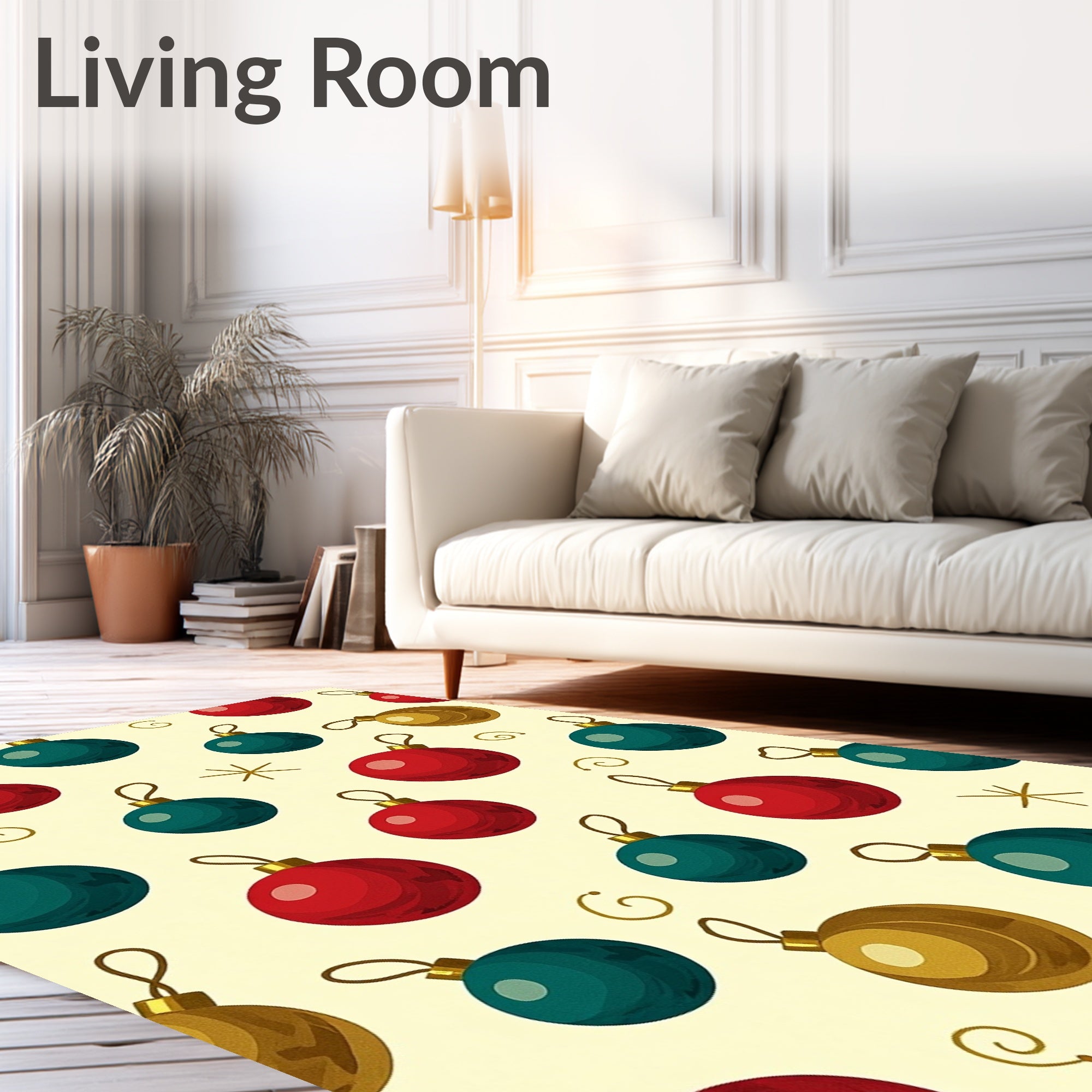 Crimson Teal Gold Ornament Scatter Rug