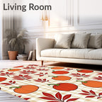 Orange Pumpkin Red Leaf Plaid Rug
