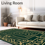 Emerald Green Golden Maze Border Rug