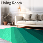 Teal Ombre Hexagon Stripes Rug