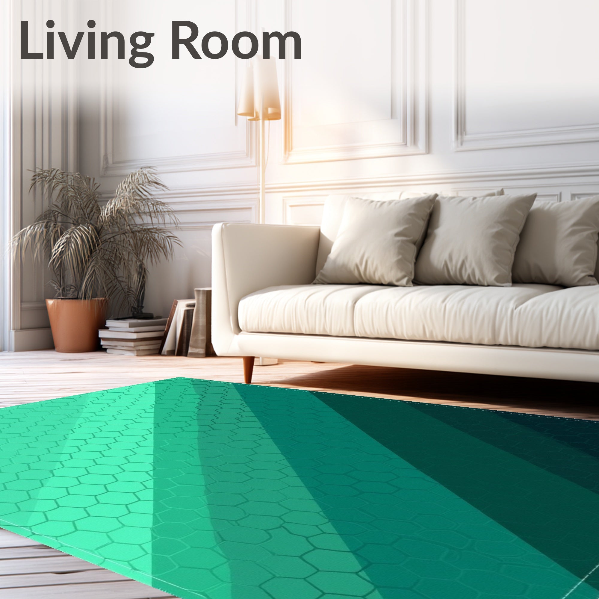 Teal Ombre Hexagon Stripes Rug
