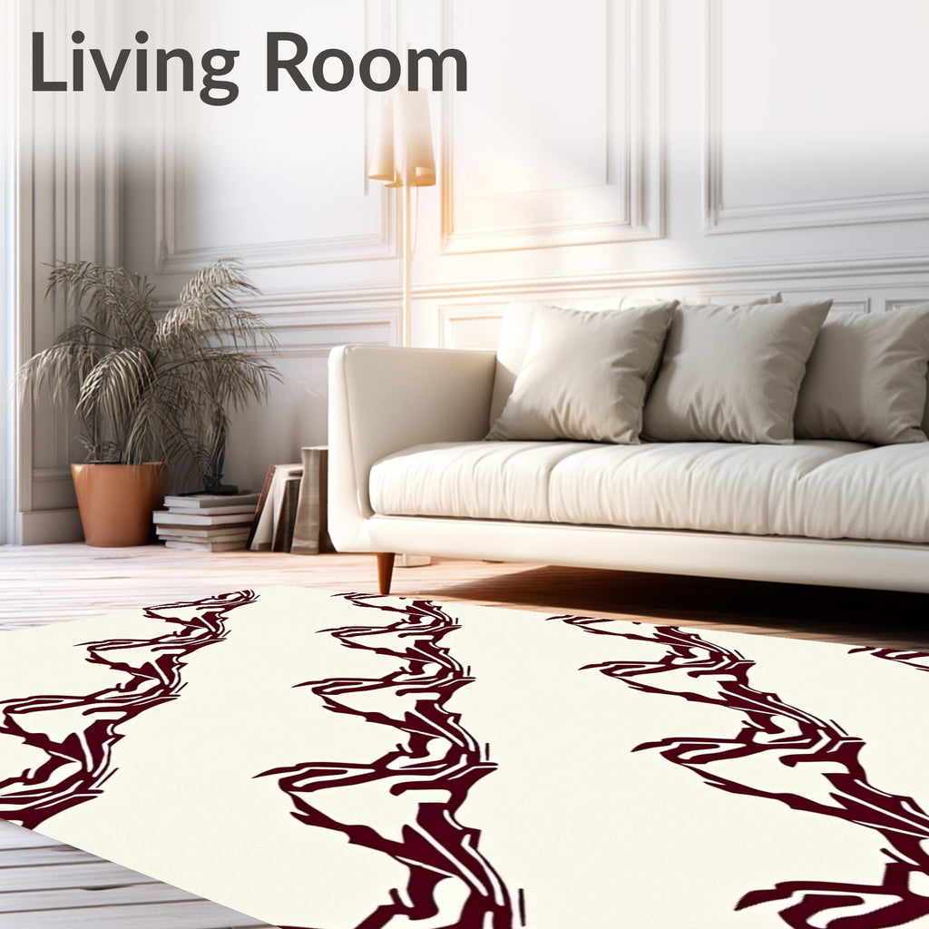 Crimson Jagged Organic Flow Rug