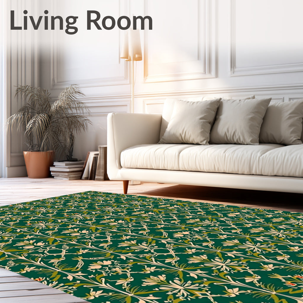 Vintage Emerald Floral Vine Rug