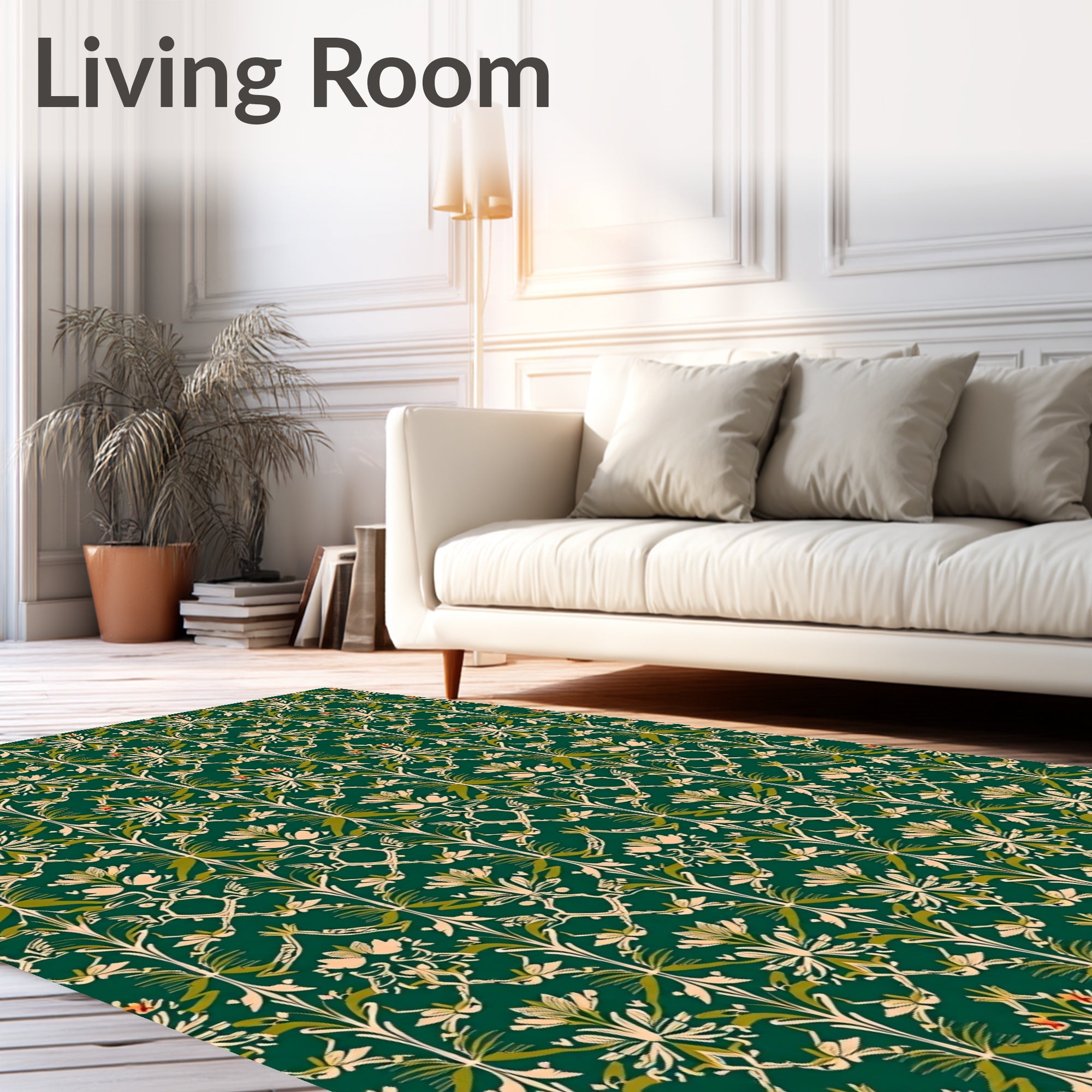 Vintage Emerald Floral Vine Rug