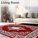 Vibrant Red White Filigree Medallion Rug