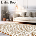 Brown Intricate Geometric Lattice Rug