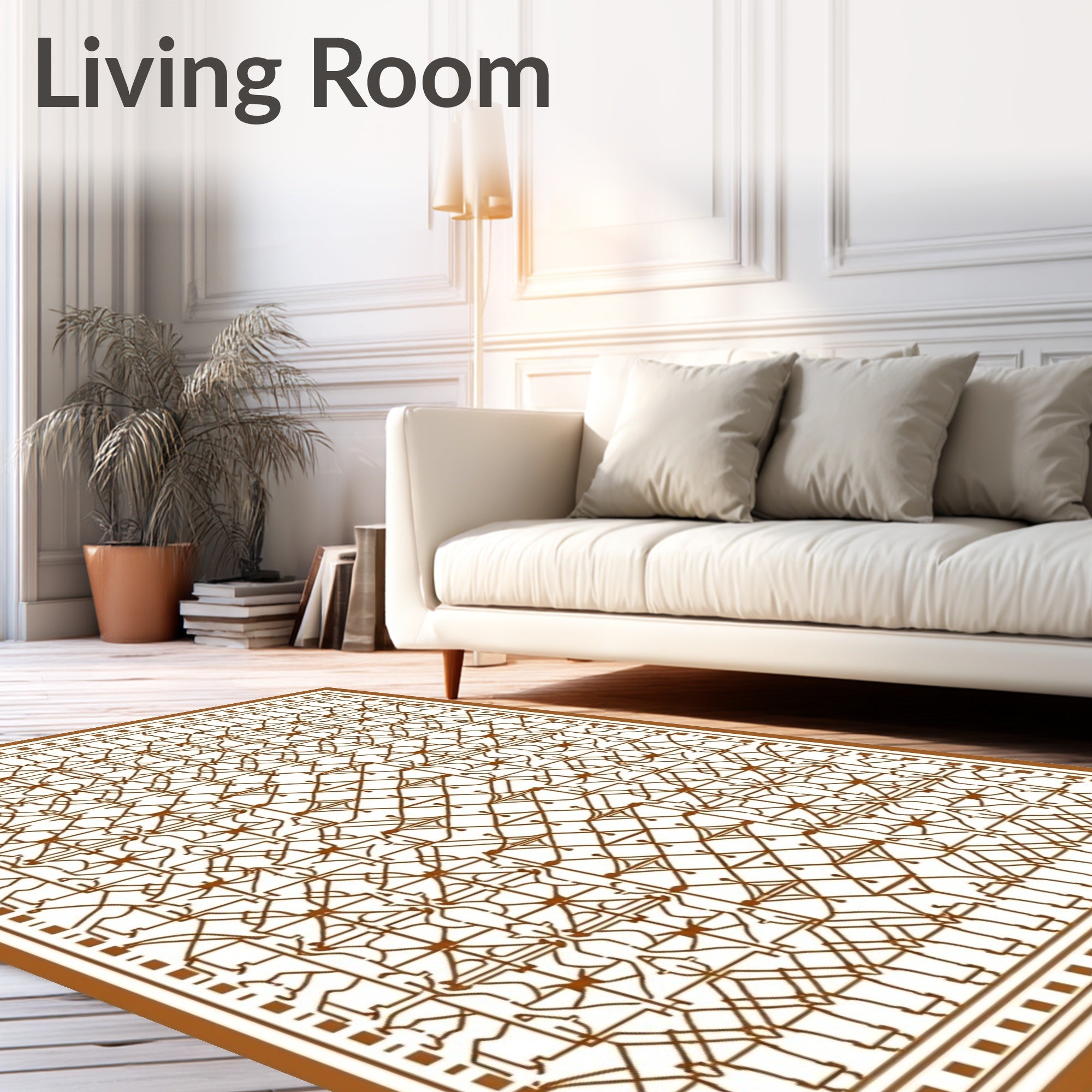 Brown Intricate Geometric Lattice Rug
