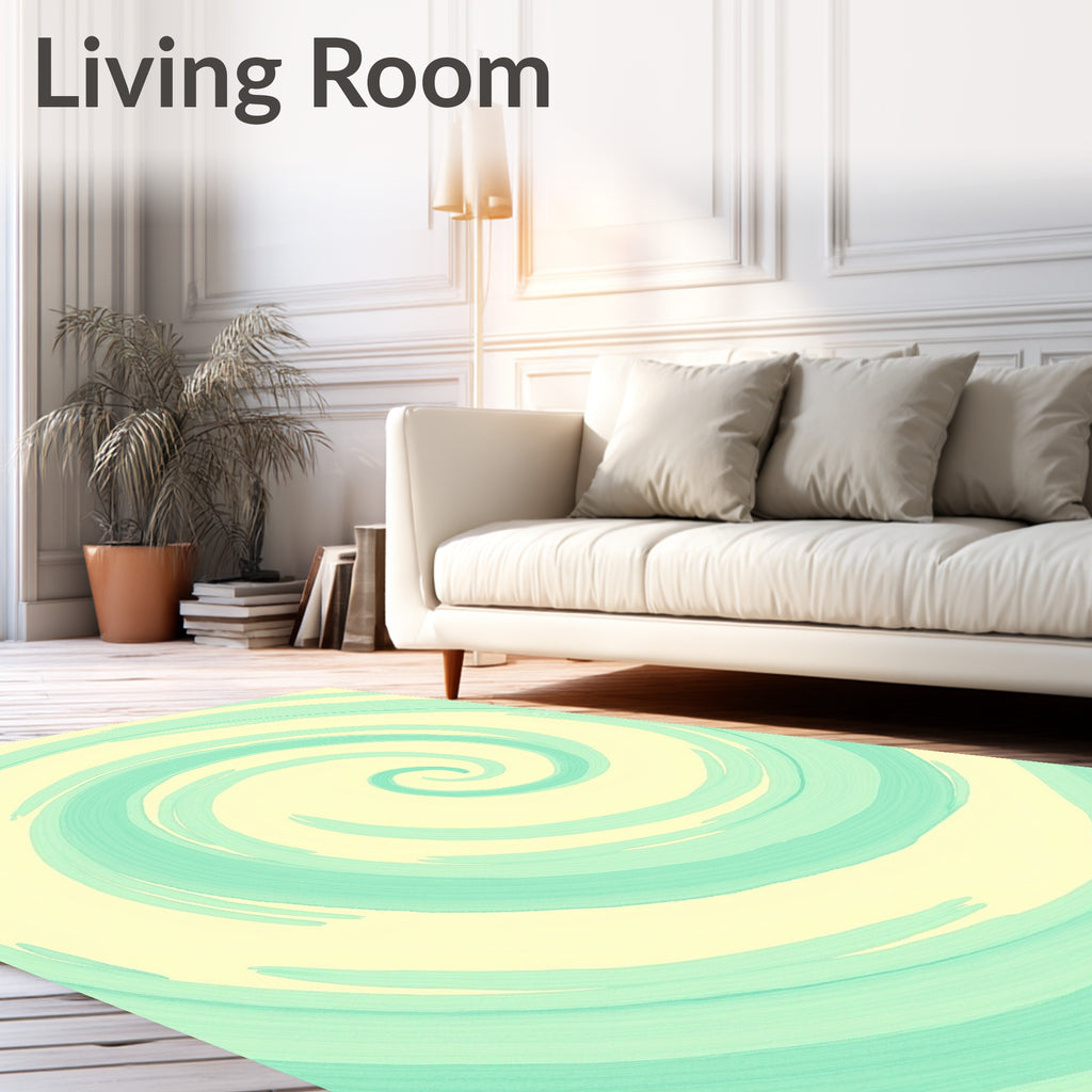 Aqua Swirl Abstract Brushstroke Rug