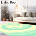 Aqua Swirl Abstract Brushstroke Rug