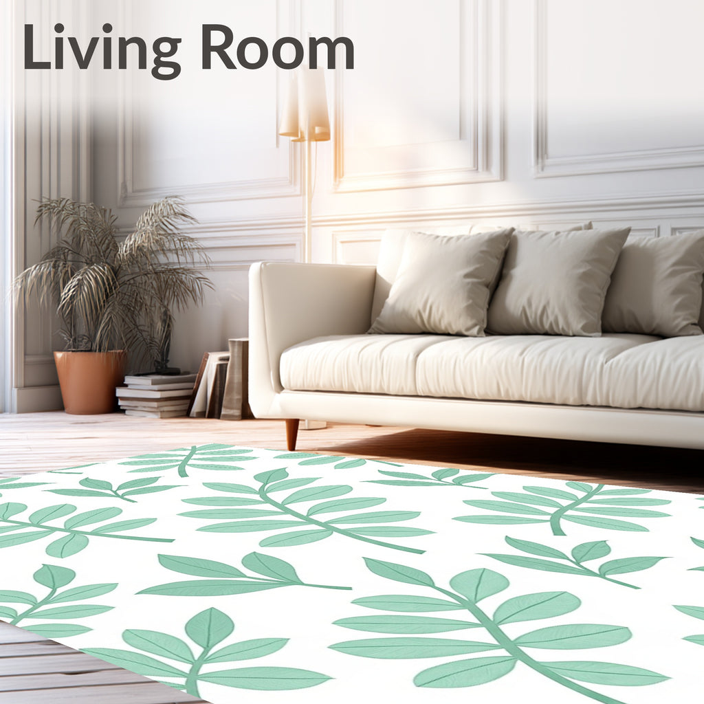Pale Mint Leaf Branch Repeat Rug