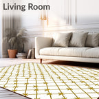Golden Starburst Lattice Grid Rug