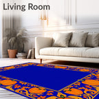 Vibrant Orange Pumpkin Foliage Border Rug