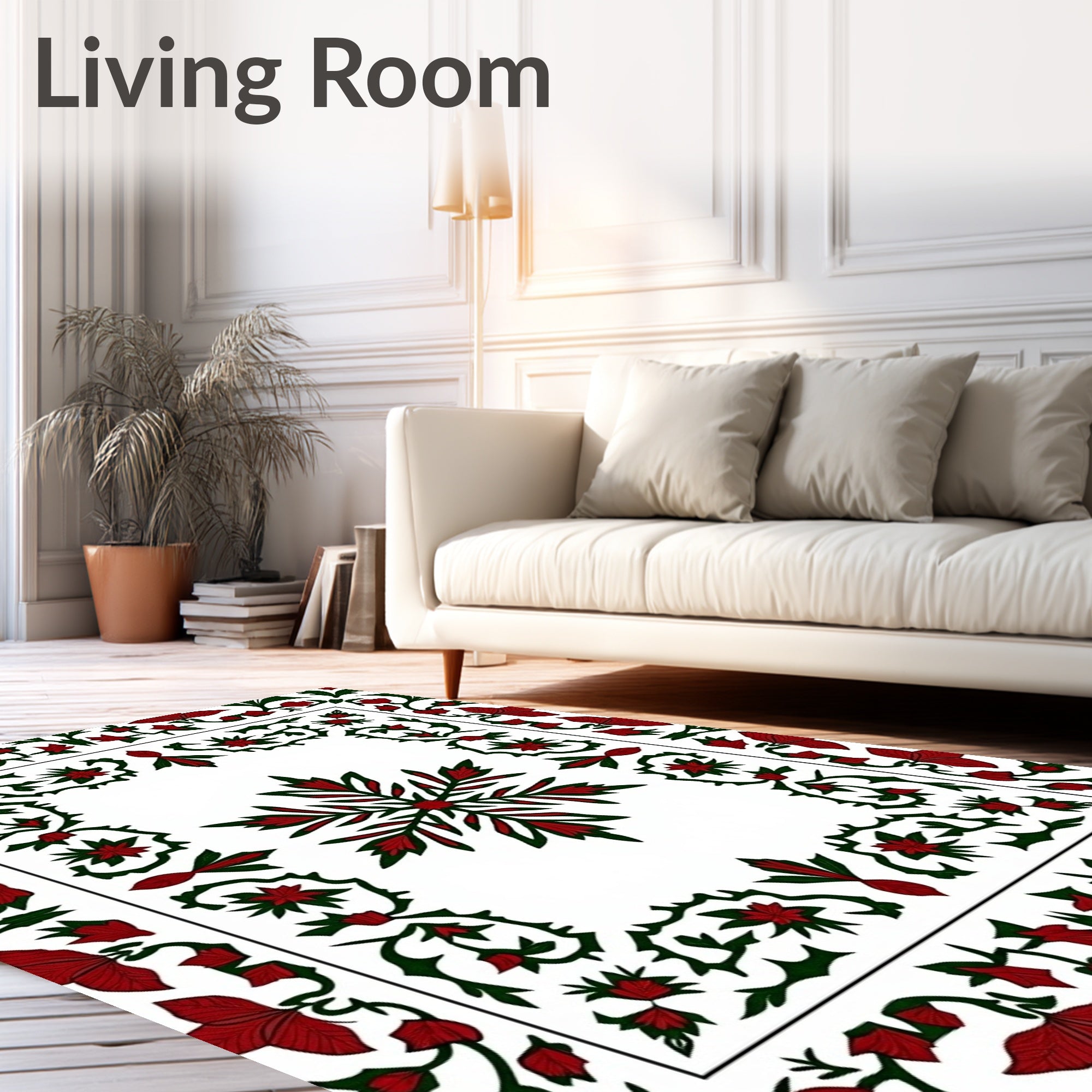 Crimson Botanical Garden Frame Rug
