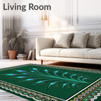 Emerald Green Peacock Feather Bloom Rug