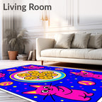 Vibrant Pink Cats Round Medallion Rug