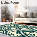 Teal Vine Rose Lattice Rug