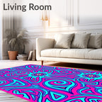 Psychedelic Pink Aqua Swirling Sunburst Rug