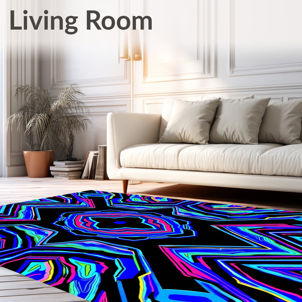 Vibrant Psychedelic Abstract Mandala Rug