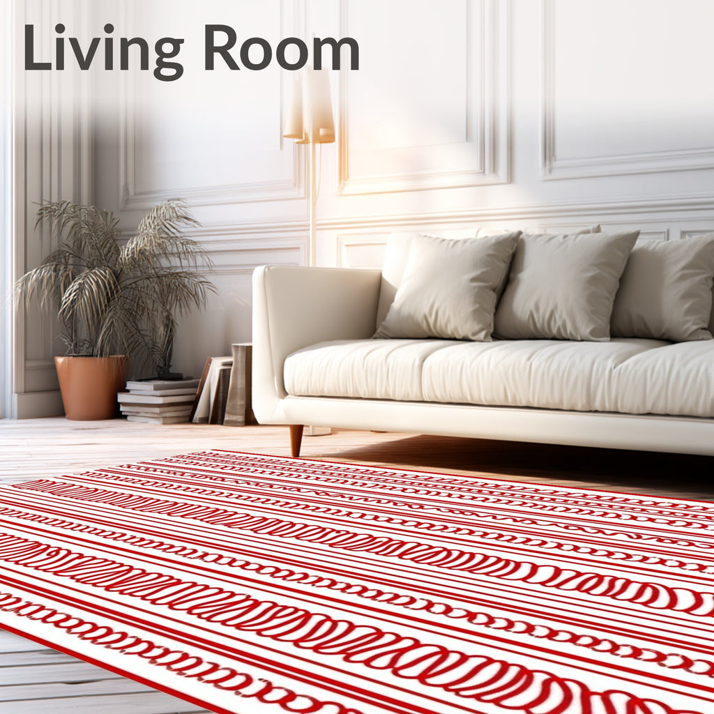 Crimson Vertical Ribbed String Rug