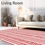 Crimson Vertical Ribbed String Rug