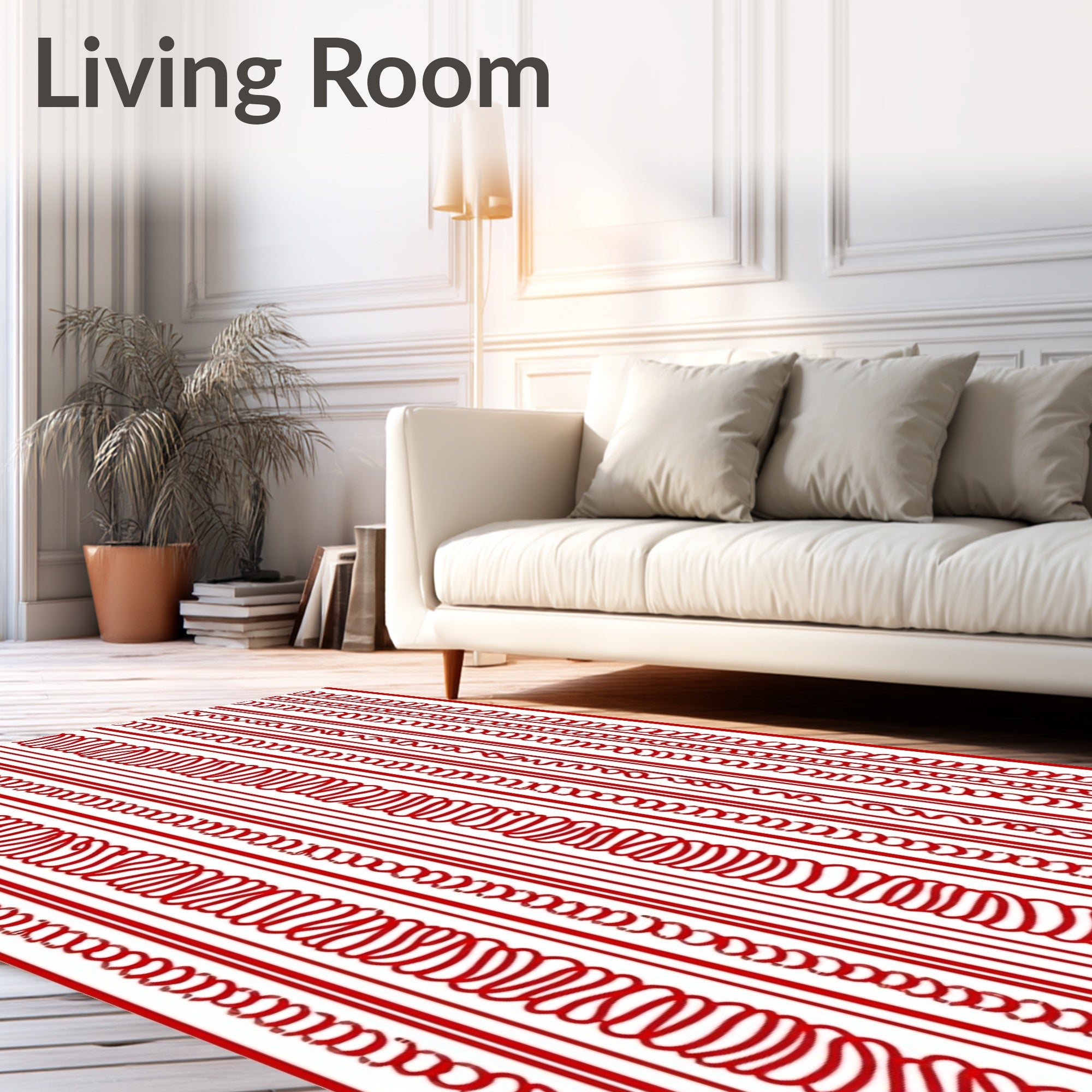 Crimson Vertical Ribbed String Rug