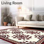 Crimson Medallion Lattice Cream Rug