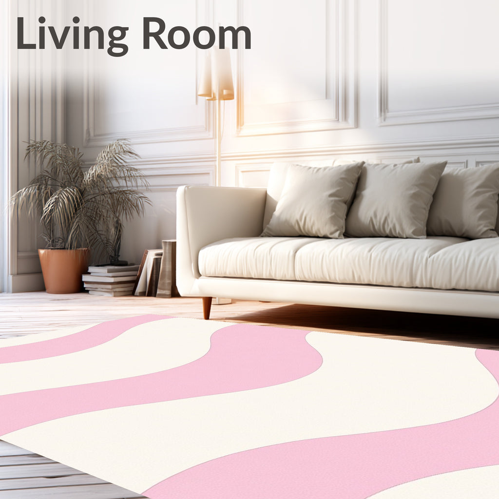 Pastel Pink Wave Stripe Rug