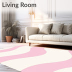 Pastel Pink Wave Stripe Rug