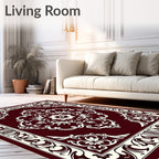 Crimson and Cream Floral Medallion Rug