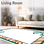 Emerald Foliage Abstract Stripe Border Rug