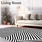 Bold Black White Geometric Stripe Rug
