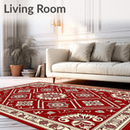 Crimson Cream Medallion Geometric Arrangement Rug
