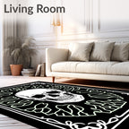 White Skull With Subtle Green Swirls Rug