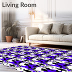 Bold Cobalt Abstract Geometric Stitch Rug