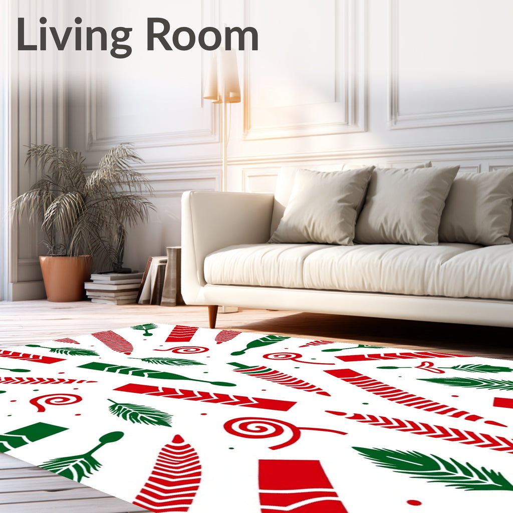 Red Green Arrow Leaf Swirl Rug