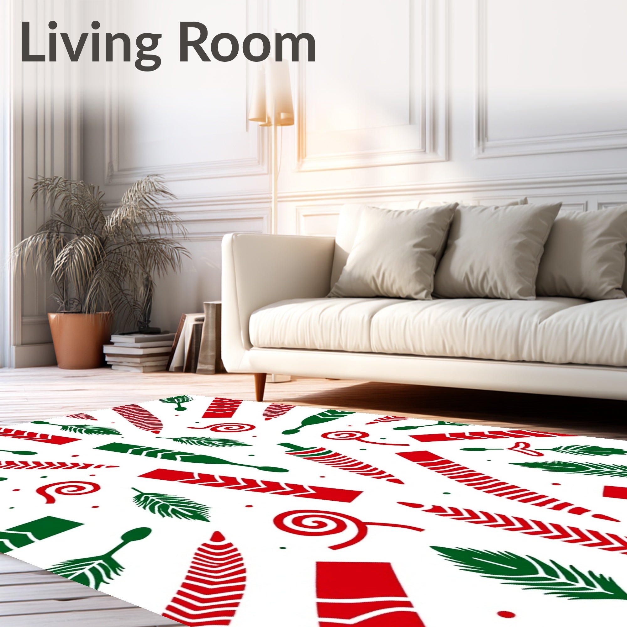 Red Green Arrow Leaf Swirl Rug