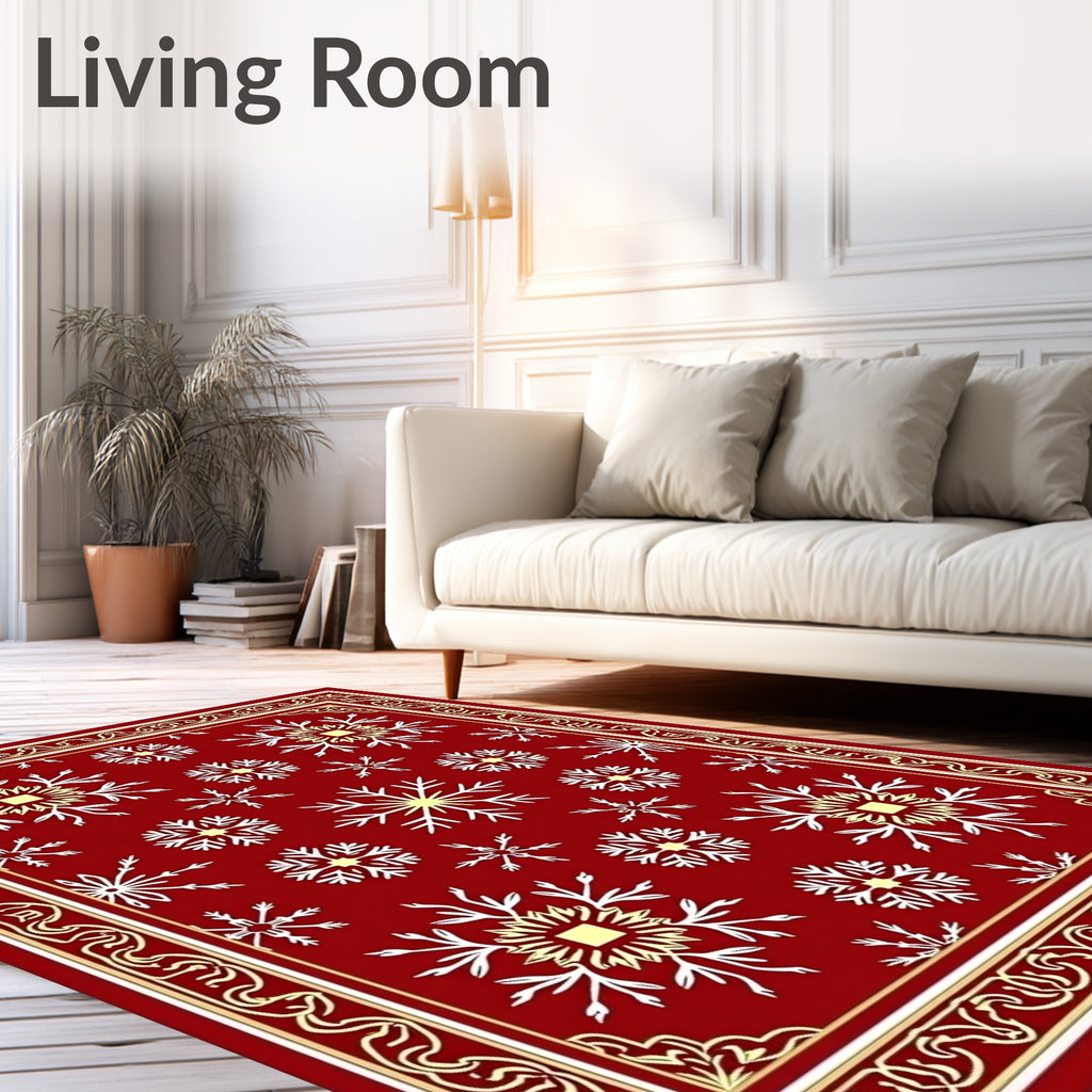 Winter Ice Ornate Bordered Field Rug