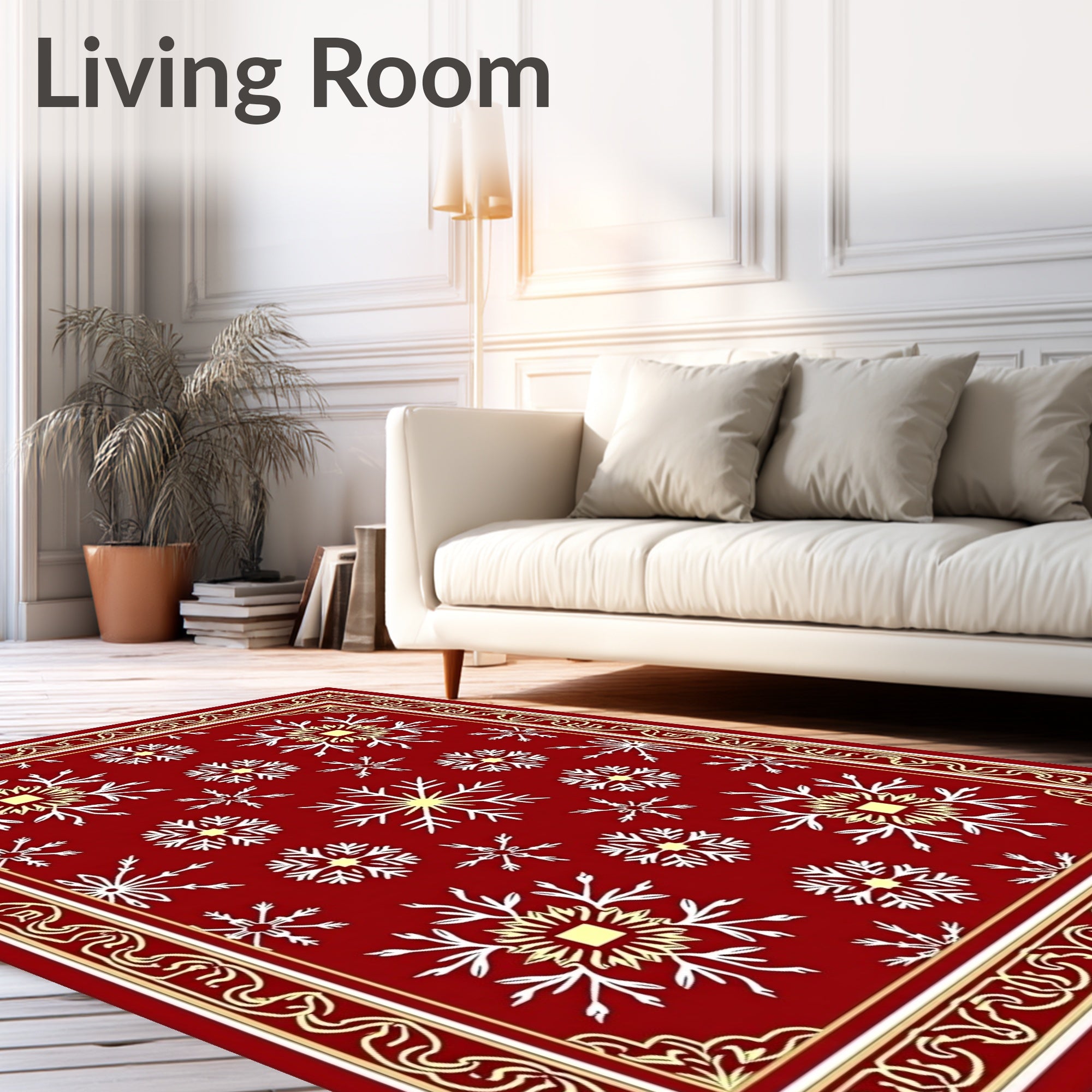 Winter Ice Ornate Bordered Field Rug
