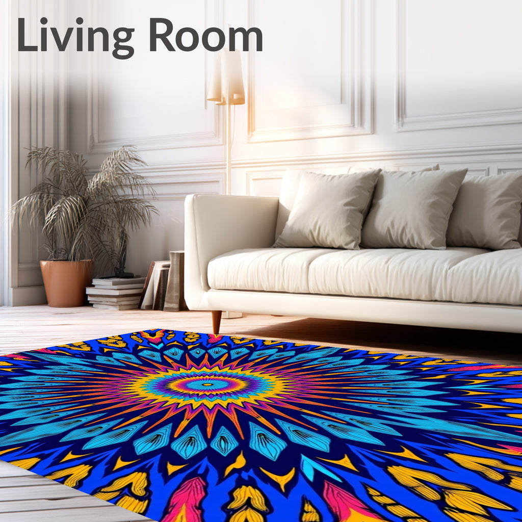 Vibrant Kaleidoscope Sunburst Medallion Rug