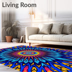 Vibrant Kaleidoscope Sunburst Medallion Rug